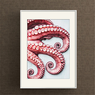 Modern Animal Painting Simple Red Children's Room Animal Octopus Decorative Painting 3d model