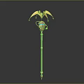 Blue And Gold Decorative Staff With Golden Top And Colorful Ornamental Details