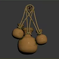 Traditional Hanging Gourd Containers With Textured Pole And Ropes For Daily Life Supplies