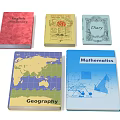 Collection of Educational Books Including English Phonetics Bible Story Diary Geography Math and World Map