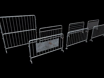 Temporary Metal Fences With Railing Frame Structures And Flat Panel Designs For Events 3d model