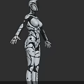 Futuristic White And Black Humanoid Robot With Detailed Biomechanical Body Structure