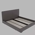 Modern Minimalist Double Bed With Leather Headboard And Wooden Slats Support