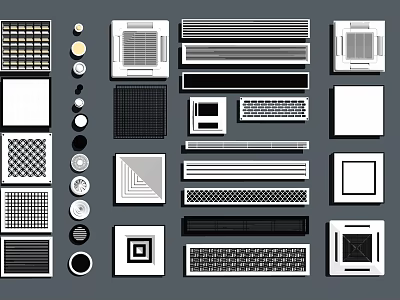 Stylish Air Conditioner Vents with Various Designs for Home Interior Decor 3d model