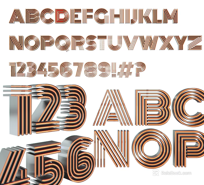 Modern Decorative Lights With Alphabet And Numbers Design For Home Decor 3d model 