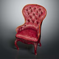 Stylish Red Tufted Armchair With High Back Design And Sturdy Wooden Legs