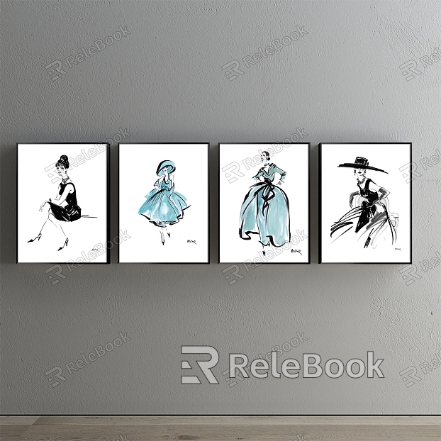 Modern Figure Painting Simple Blue Restaurant Figure Decorative Painting model