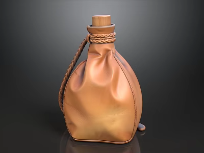 Vintage Style Leather Decorative Ornament Set With Wooden Stopper And Rope Decoration 3d model