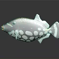 Colorful Tropical Fish With Black Body Yellow Spots Green Stripes Blue Fins And White Dots Patterns