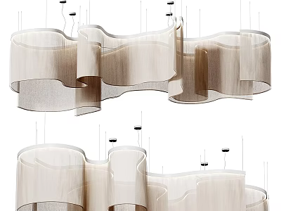 Modern Layered Fabric Pendant Light With Curved Wave Design For Living Space 3d model