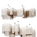 Modern Layered Fabric Pendant Light With Curved Wave Design For Living Space