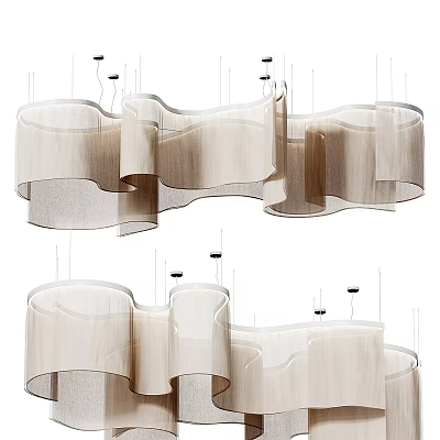 Modern Layered Fabric Pendant Light With Curved Wave Design For Living Space 3d model