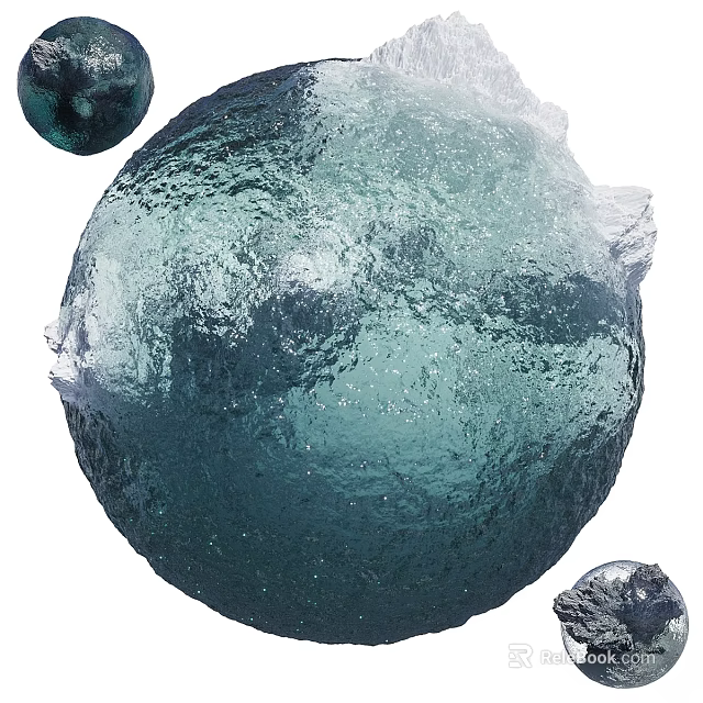 Textured Blue Spherical Glass Components With Various Sizes And Glossy Finish 3d model 