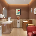 Kids Activity Room Interior With Brown Sofas Colorful Murals Flowers Butterflies Trees And Mushroom Decorations