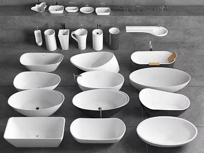 Various Modern Bathtub Designs With Different Shapes For Bathroom Interior 3d model