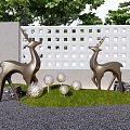 Modern City Sculpture Elk Landscape Sculpture 3d model