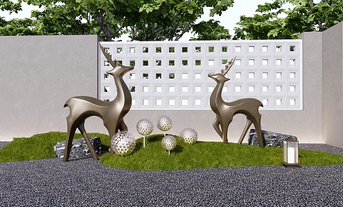 Modern City Sculpture Elk Landscape Sculpture 3d model