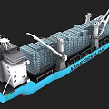 Maersk Line Blue Hull Container Ship With Shipping Containers And Cranes