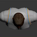 3D Character Bust With White Shirt Rainbow Shoulder Straps And Bow Tie