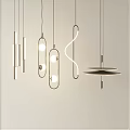 Modern Interior Pendant Lights With Geometric Shapes Curved Lines And Metal Frames