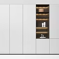 Modern Wardrobe With Sleek White Cabinet Doors Open Shelves And Interior Lighting Design