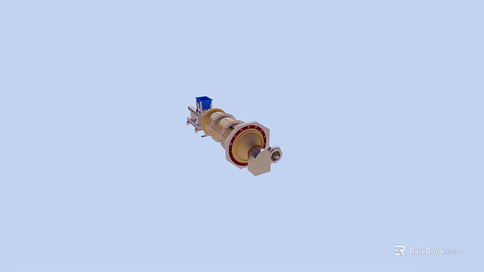 Cylindrical Industrial Equipment With Blue Top Yellow Body Red Ring And White Base Components 3d model 