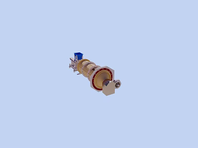 Cylindrical Industrial Equipment With Blue Top Yellow Body Red Ring And White Base Components 3d model