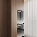 Modern Home Balcony Interior Design With Wooden Cabinets Glass Door And Blinds