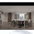 Modern Elegant Private Dining Room Interior With Round Table Chairs And Window View 3d model