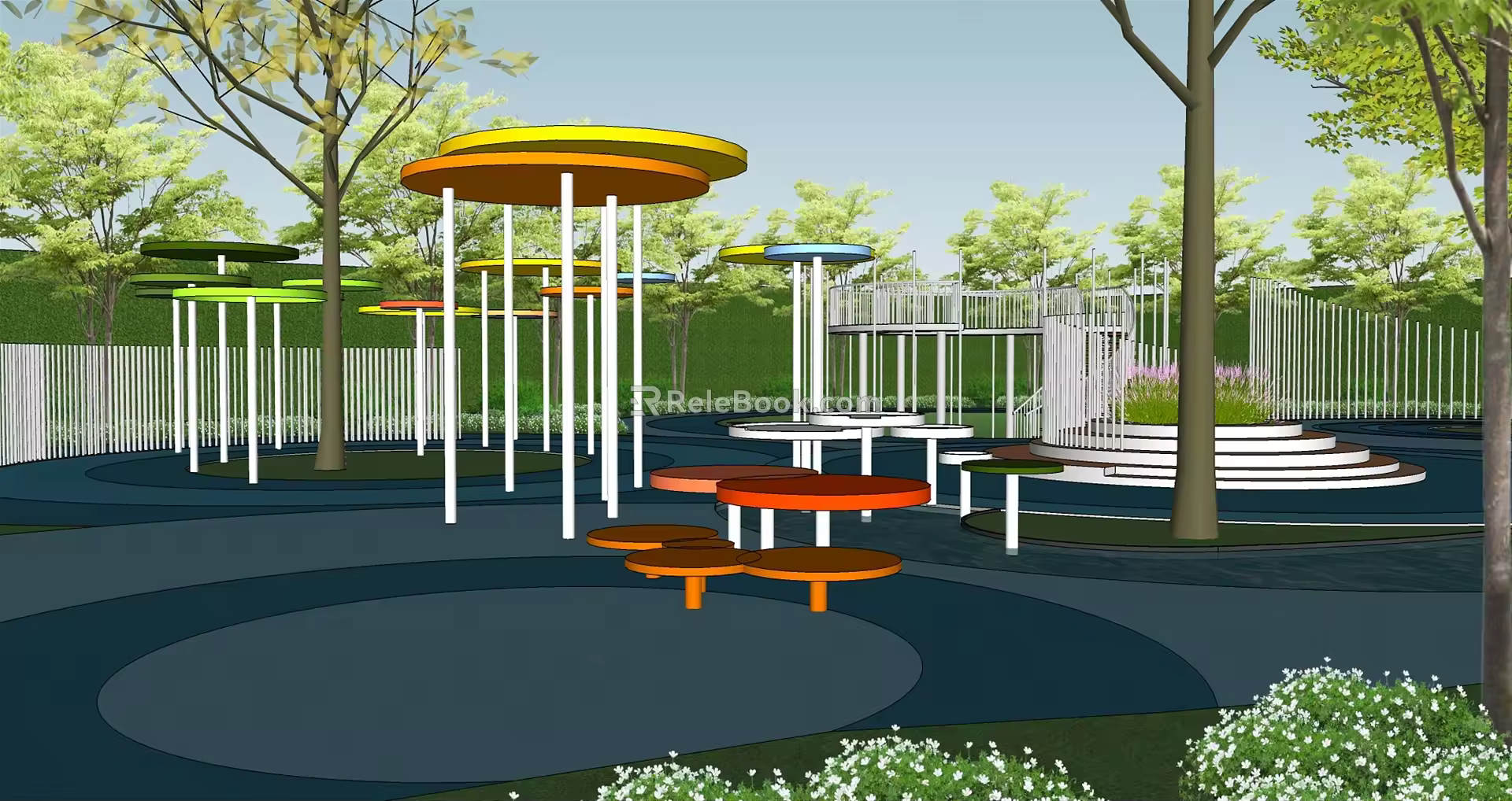 Park Square Modern Park 3d model