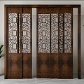 New Chinese-style sliding door 3d model