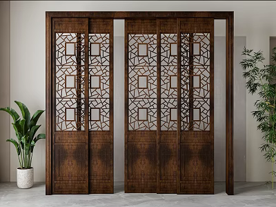 New Chinese-style sliding door 3d model