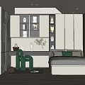Modern Tatami Bedroom Interior With Storage Cabinets Green Plants And Bright Lighting