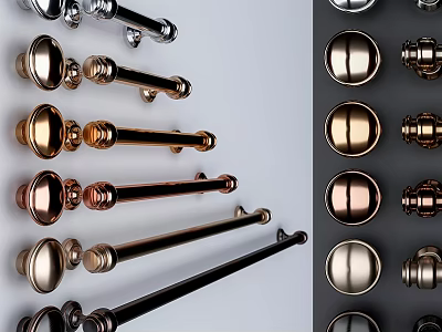 Metallic Decorative Ornament Set With Handles Knobs For Cabinet Furniture 3d model