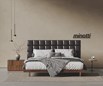 Antique Double Bed Chocolate Bed Leather Double Bedside Cabinet Bedside Chandelier Bedside Carpet Bedside Cabinet 3d model