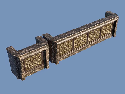 Traditional Stone Bar Counters With Textured Surfaces And Decorative Panels 3d model