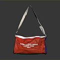 Red And Blue Canvas Handbag With International Cancer Research Campaign Text