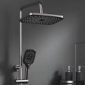Modern Square Rainfall Shower Head With Handheld Spray And Stainless Steel Design