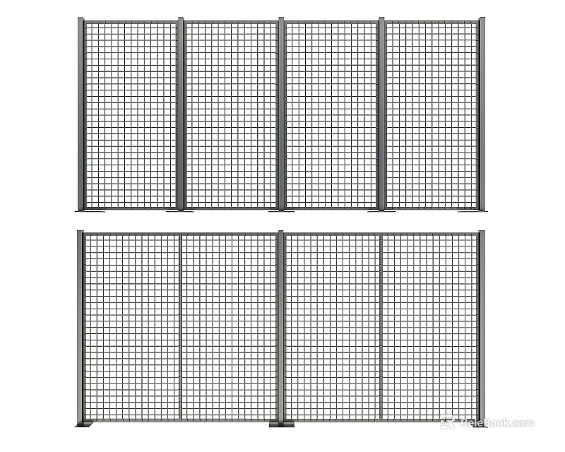 Metal Mesh Fence Panel Structure In Different Configurations 3d model 