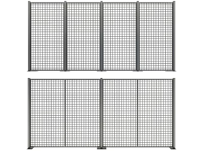 Metal Mesh Fence Panel Structure In Different Configurations 3d model
