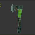Rusty Metal Blade Axe With Green Handle And Metal Connection Part