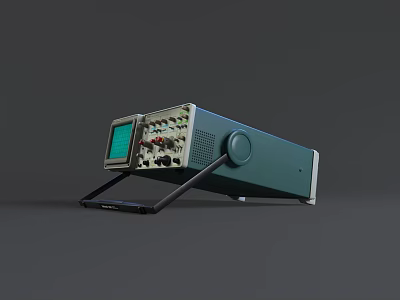 Electronic Testing Instrument With Green Display Screen Control Knobs And Front Panel Stand 3d model