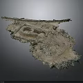 Ancient Archaeological Broken Stone Structure With Circular Design And Weathered Surface