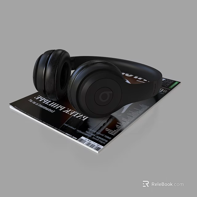 Black Over Ear Wireless Headphones On Digital Magazine For Mobile Accessories 3d model 