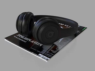 Black Over Ear Wireless Headphones On Digital Magazine For Mobile Accessories 3d model