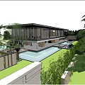 Modern sales office building demonstration area 3d model