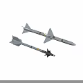 Military Missiles With Aerodynamic Design Gray Body Yellow Stripes And Tail Fins