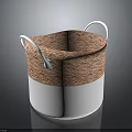 Rabbit Shaped Woven Basket With Orange White Pattern And Two Handles 3d model