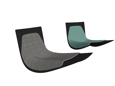 Modern Outdoor Chairs With Striped Gray And Green Seats And Black Frames 3d model