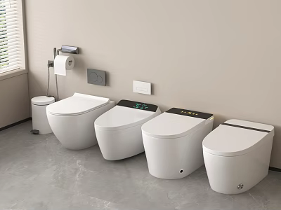 Modern White Toilets With Sleek Clean Design For Bathroom Interior 3d model